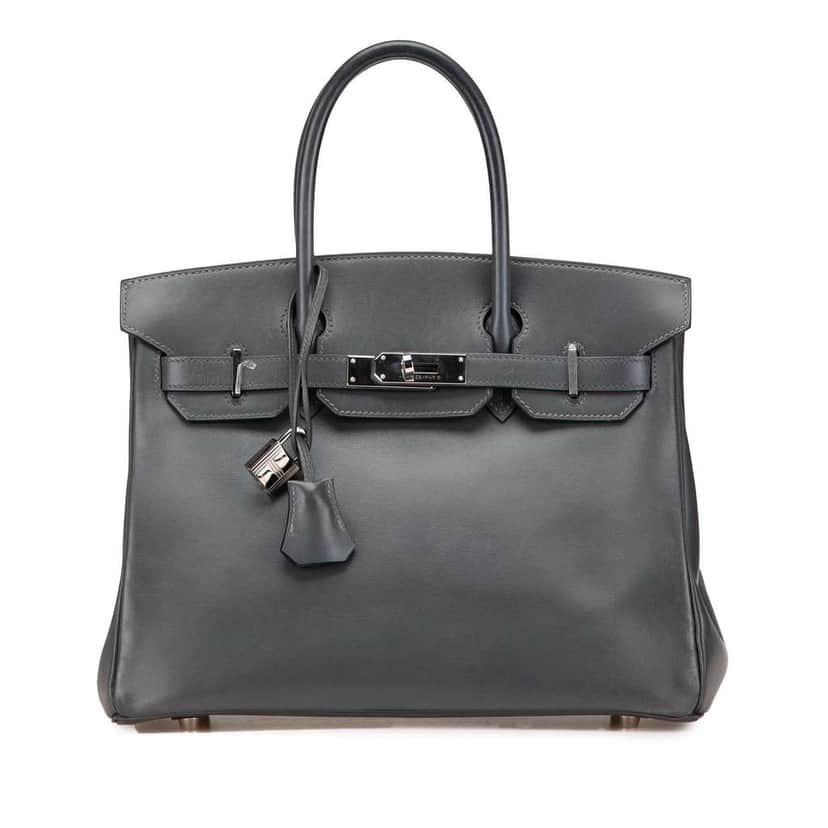 Hermès Box Calf Birkin Retourne 30 Grey Leather Good condition - Front View
