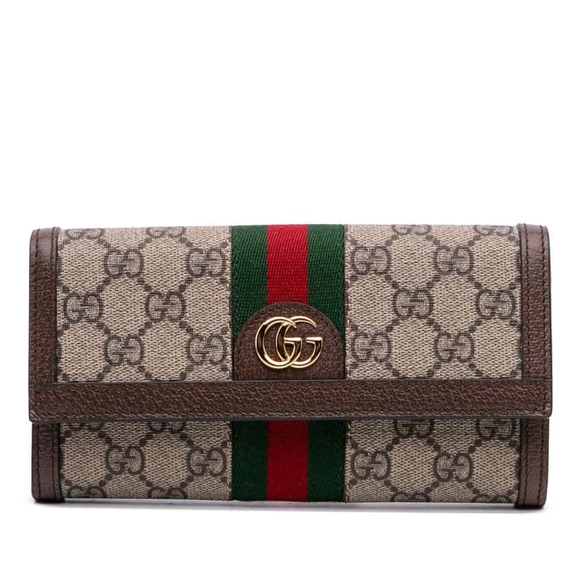 Gucci GG Supreme Web Ophidia Continental Wallet Brown Canvas Good condition - Front View