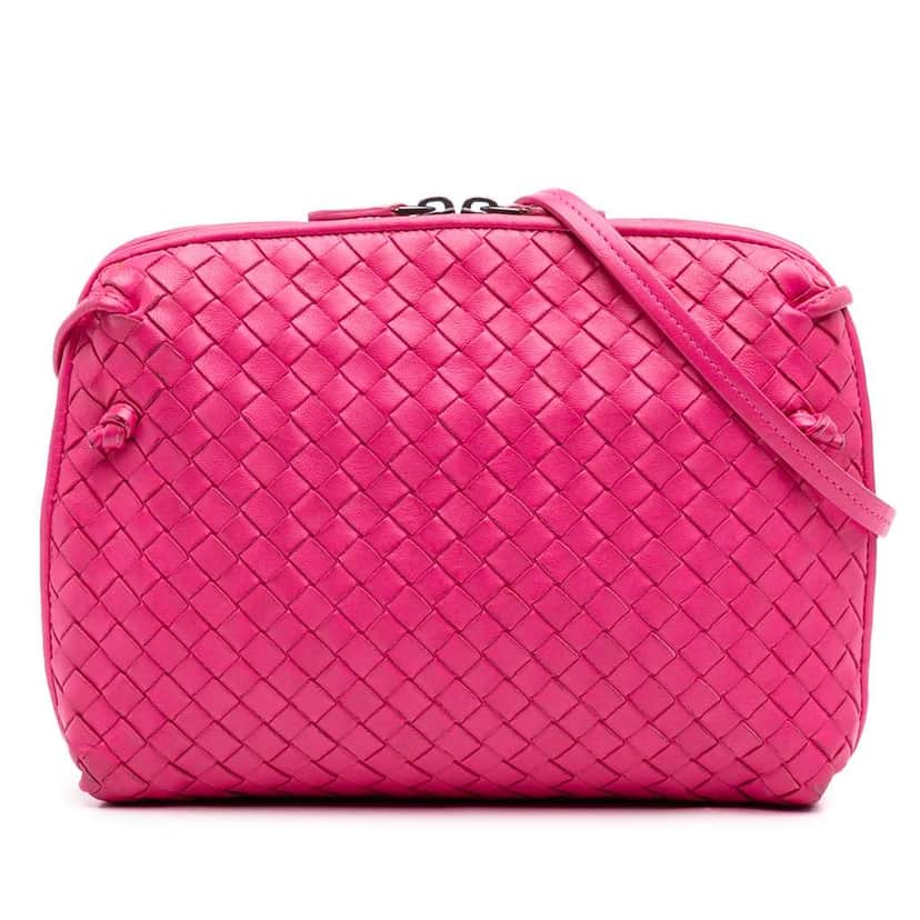 Bottega Veneta Nappa Intrecciato Nodini Crossbody Pink Leather Good condition - Front View