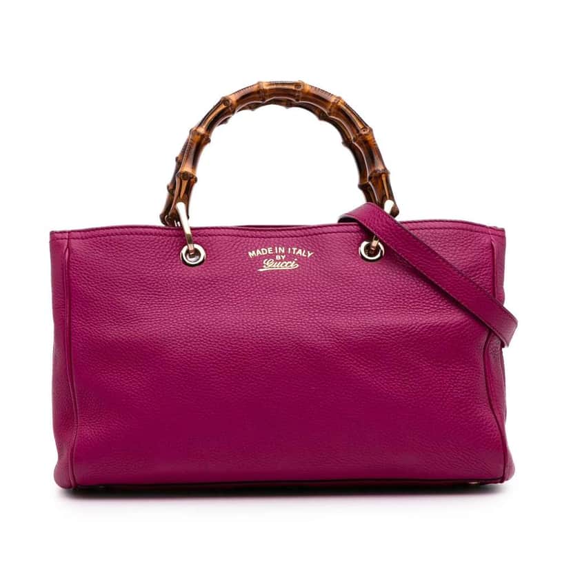 Gucci Medium Calfskin Bamboo Shopper Satchel Pink Leather Good condition - Front View