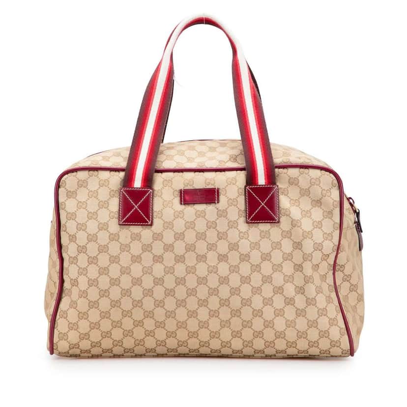 Gucci GG Canvas Web Travel Bag Brown Canvas Good condition - Front View
