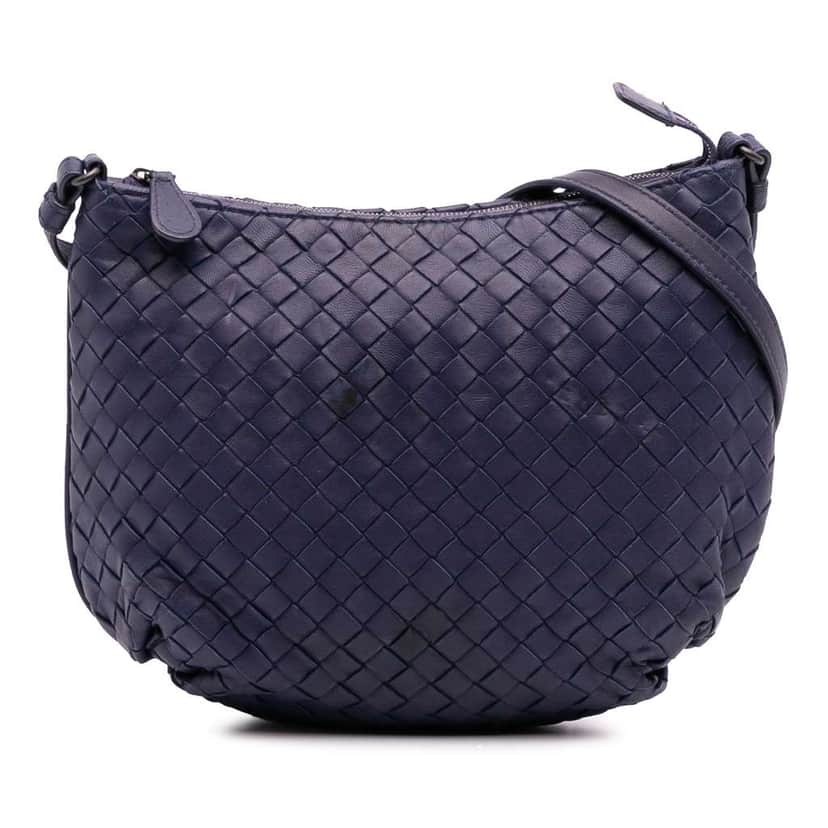 Bottega Veneta Nappa Intrecciato Crossbody Blue Leather Good condition - Front View