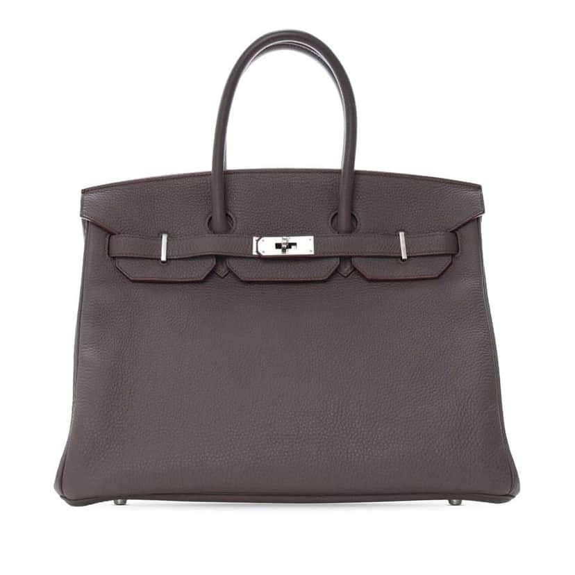 Hermès Togo Birkin Retourne 35 Grey Leather Good condition - Front View