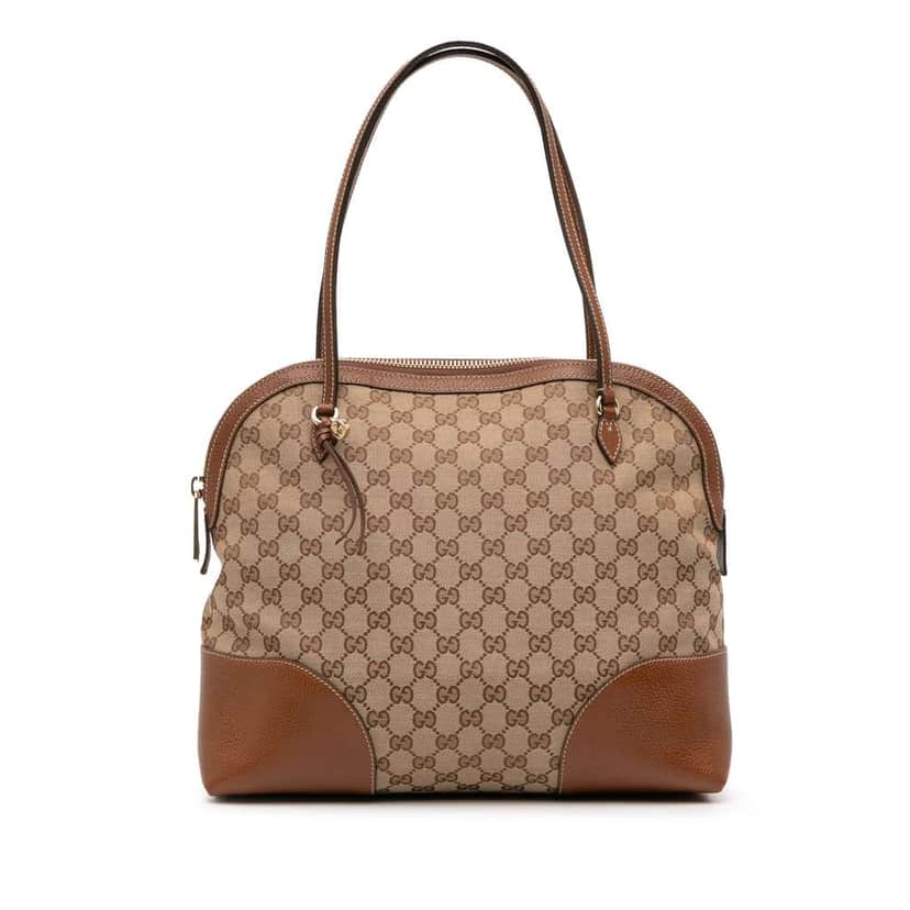 Gucci Medium GG Canvas Bree Dome Tote Brown Canvas Good condition - Front View