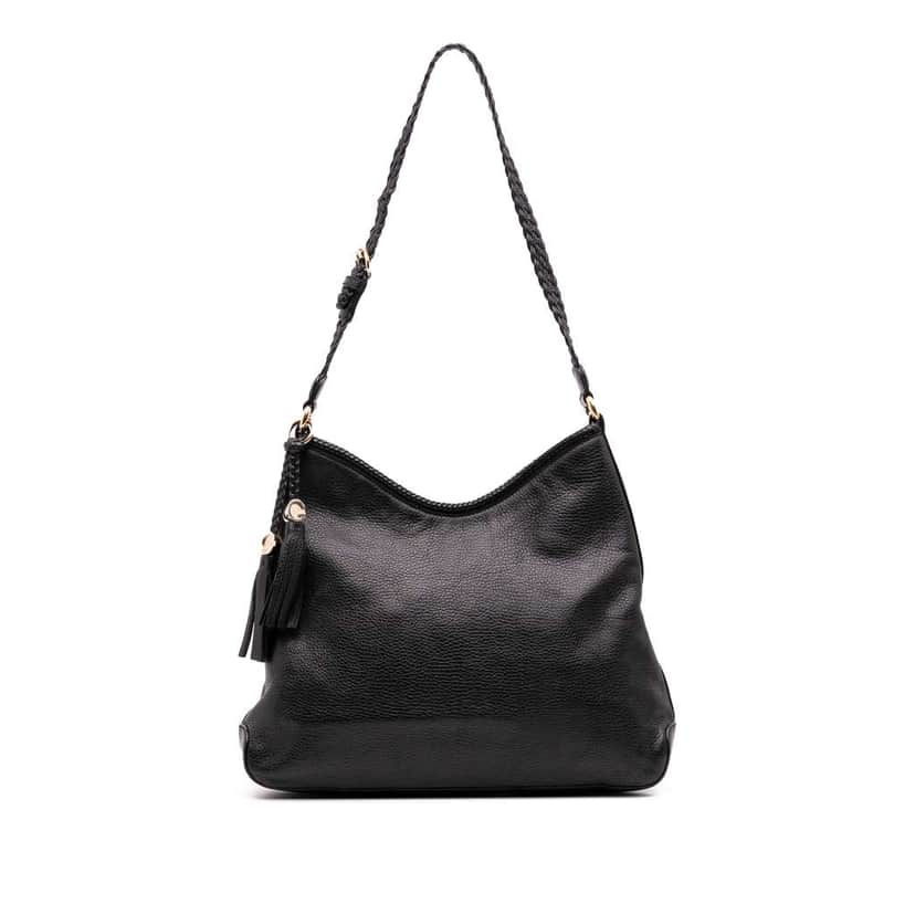 Gucci Medium Leather Marrakech Shoulder Bag Black Leather Good condition - Front View