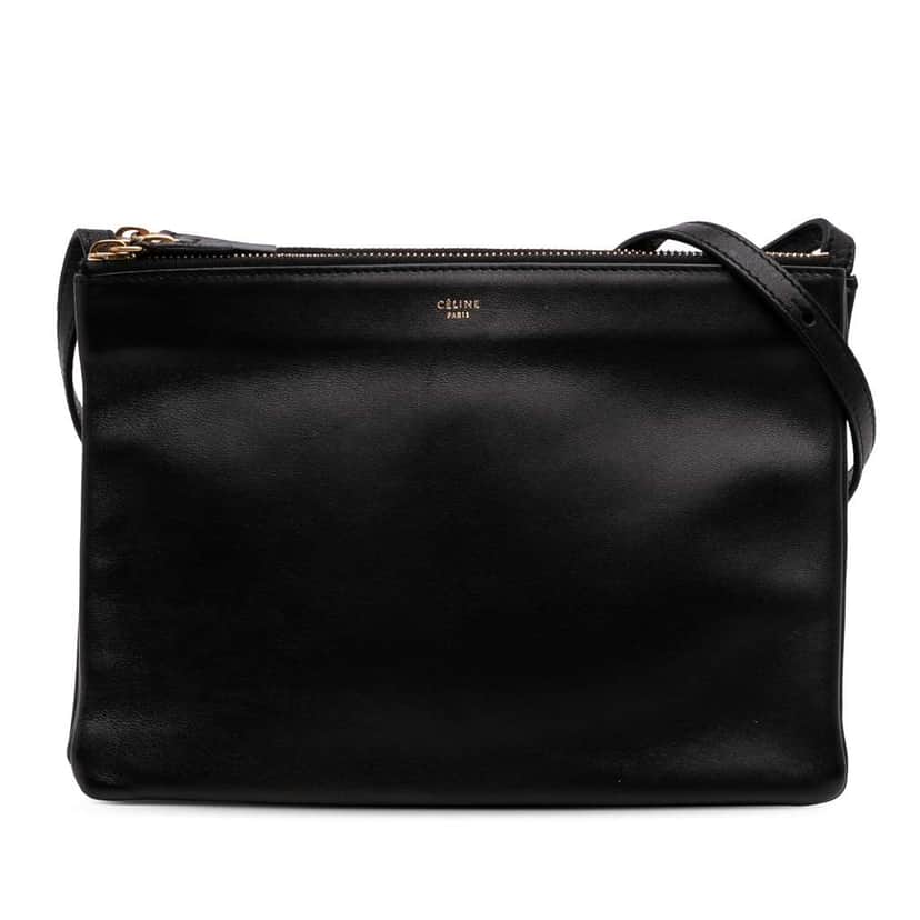 Celine Large Lambskin Trio Crossbody Black Leather Good condition - Front View