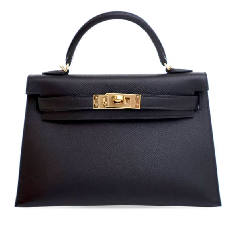 Hermès Mini Epsom Kelly II Sellier 20 Black Leather Very good condition - Front View