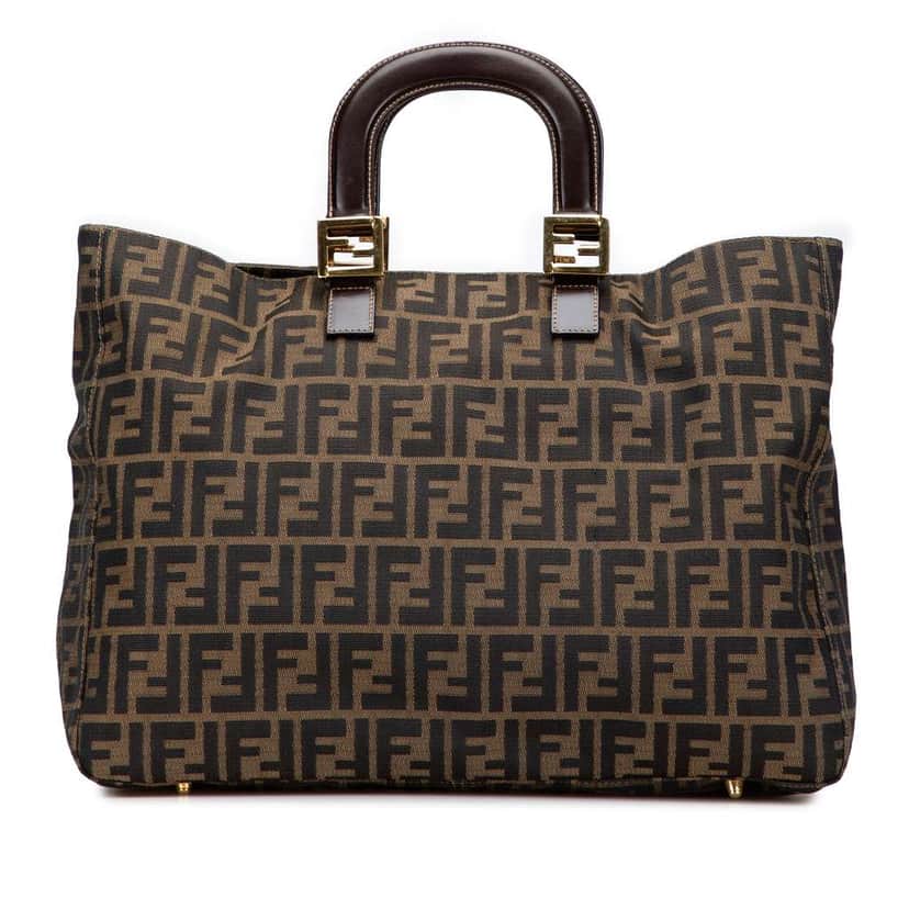 Fendi Large Zucca Canvas Twins Tote Brown Canvas Good condition - Front View
