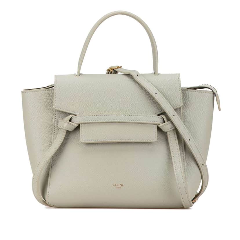 Celine Nano Grained Calfskin Belt Bag White Leather Good condition - Front View