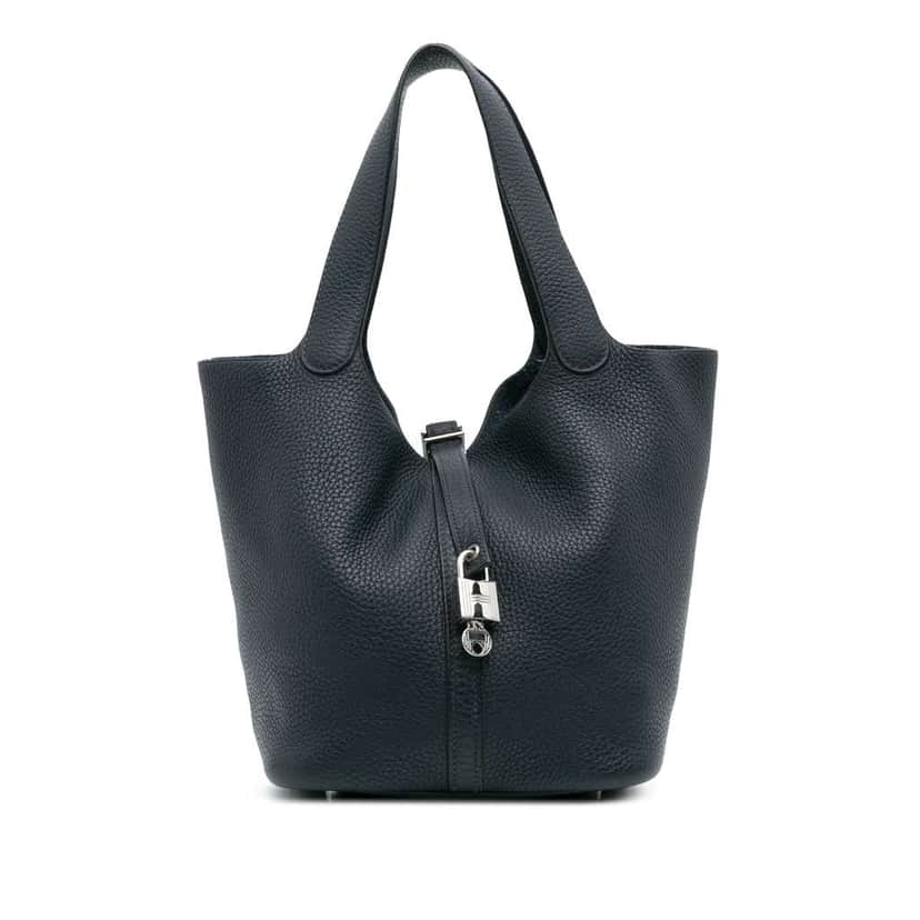 Hermès Clemence Picotin Lock 22 Blue Leather Good condition - Front View