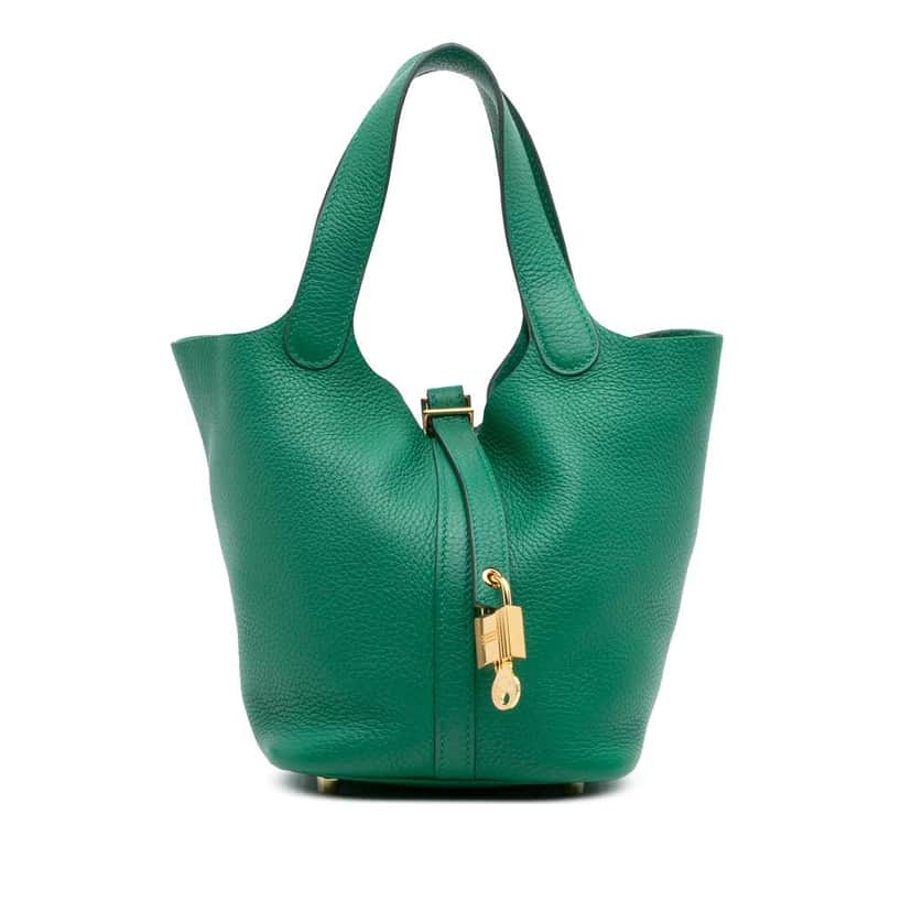 Hermès Clemence Picotin Lock 18 Green Leather Good condition - Front View