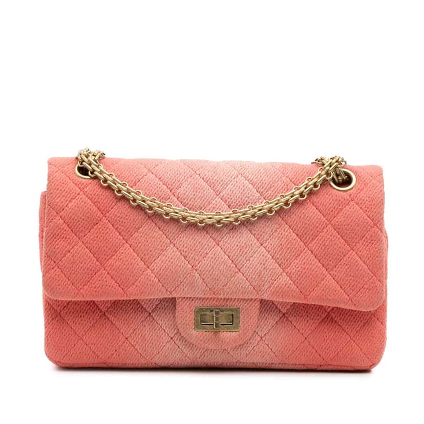 Chanel Reissue 2.55 Quilted Denim Ombre Double Flap 225 Orange Denim Good condition - Front View