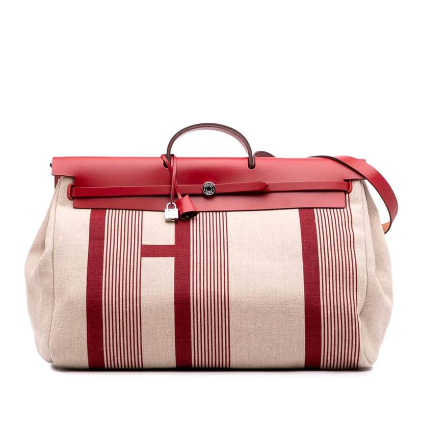 Hermès Toile H Vibration and Vache Hunter Herbag Zip Cabin Retourne 50 Brown Canvas Good condition - Front View