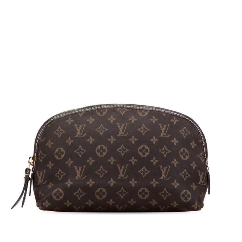 Louis Vuitton Monogram Mini Lin Cosmetic Pouch Brown Canvas Good condition - Front View