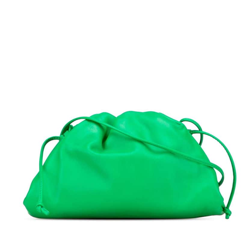 Bottega Veneta Lambskin The Mini Pouch Crossbody Green Leather Good condition - Front View
