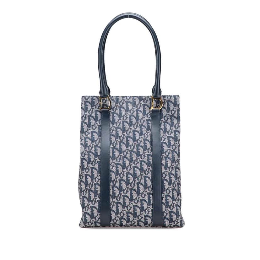 Dior Diorissimo Trotter Canvas Tote Blue Canvas Very good condition - Front View