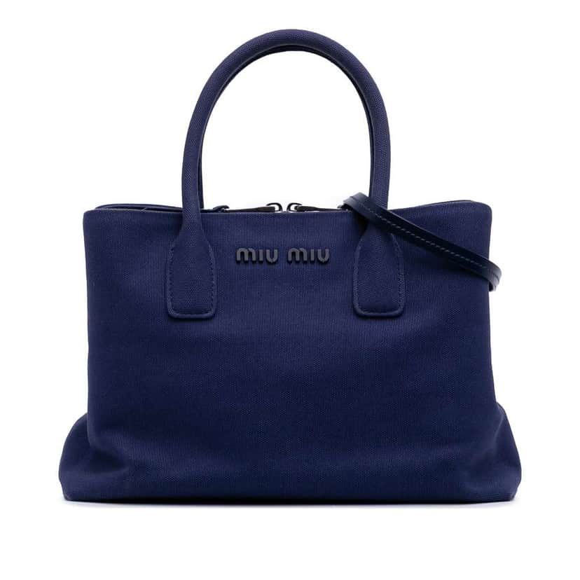 Miu Miu Canvas Convertible Tote Blue Canvas Good condition - Front View