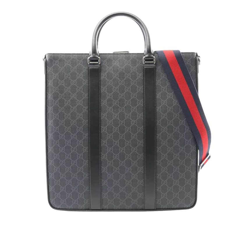 Gucci Large GG Supreme Web Tote Black Canvas Very good condition - Front View