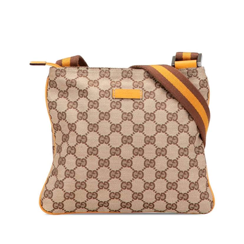 Gucci GG Canvas Web Crossbody Brown Canvas Good condition - Front View