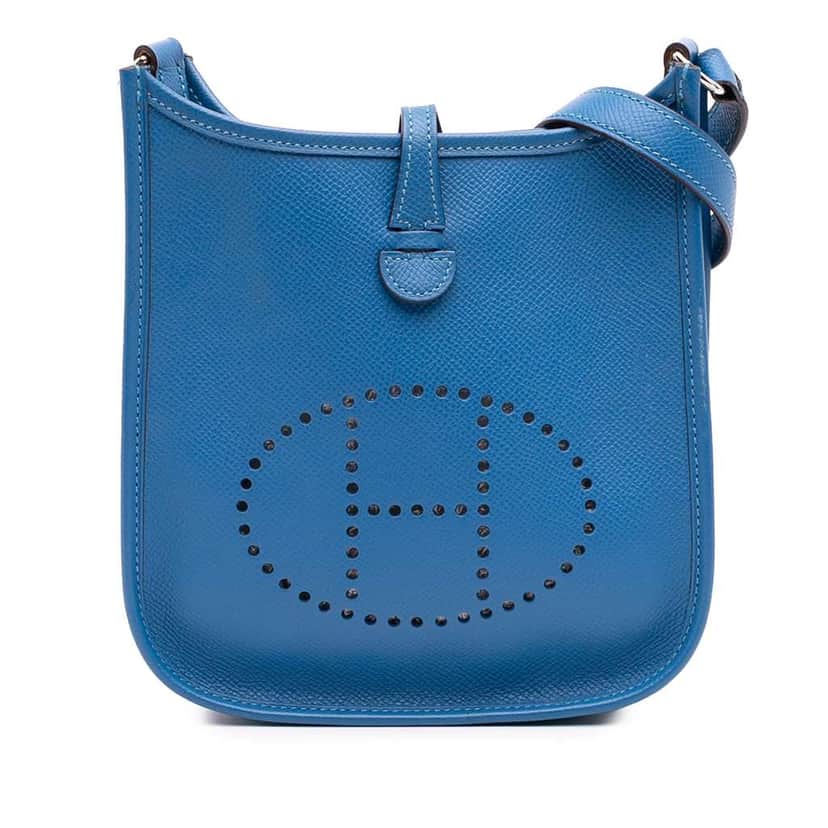 Hermès Epsom Evelyne TPM Blue Leather Good condition - Front View