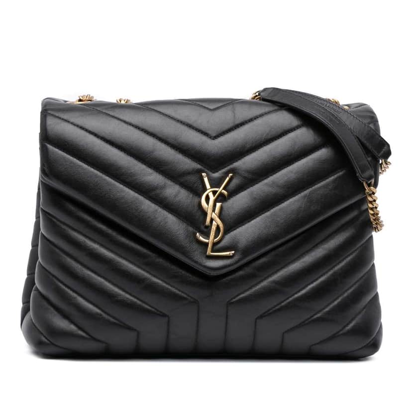 Saint Laurent Medium Matelasse Leather LouLou Shoulder Bag Black Leather Good condition - Front View