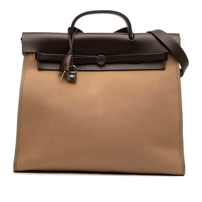 Hermès Toile Herbag Zip 39 Brown Canvas Good condition - Front View