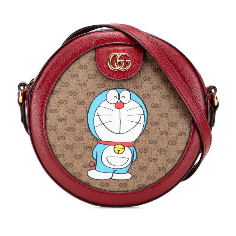 Gucci Micro GG Supreme Doraemon Round Crossbody Brown Canvas Good condition - Front View