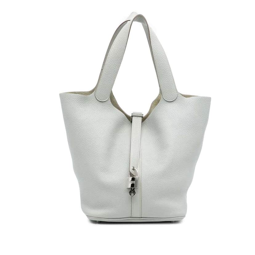 Hermès Clemence Picotin Lock 26 Blue Leather Good condition - Front View