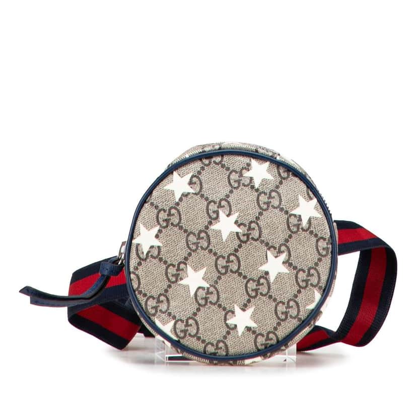 Gucci Kids GG Supreme Stars Web Belt Bag Brown Canvas Good condition - Front View
