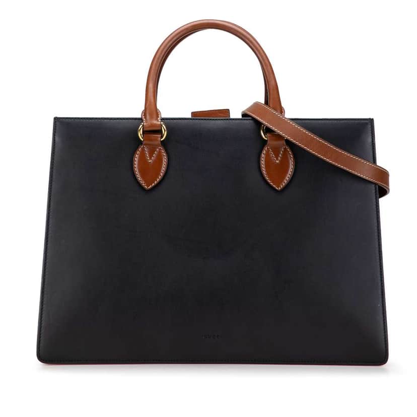 Gucci Large Leather Linea A Satchel Black Leather Good condition - Front View