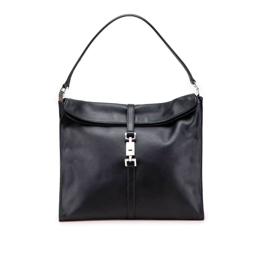 Gucci Calfskin Jackie Shoulder Bag Black Leather Good condition - Front View
