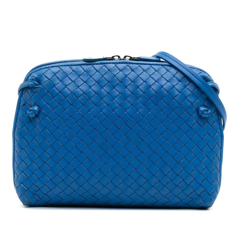 Bottega Veneta Nappa Intrecciato Nodini Crossbody Blue Leather Good condition - Front View