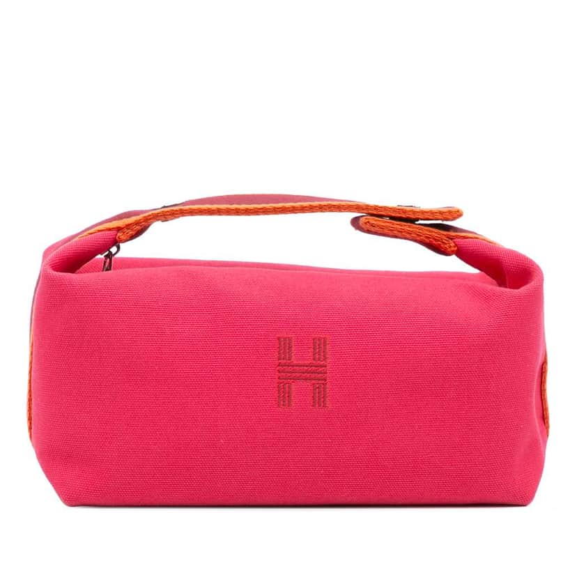 Hermès Small Canvas Bride A Brac Case Pink Canvas Good condition - Front View
