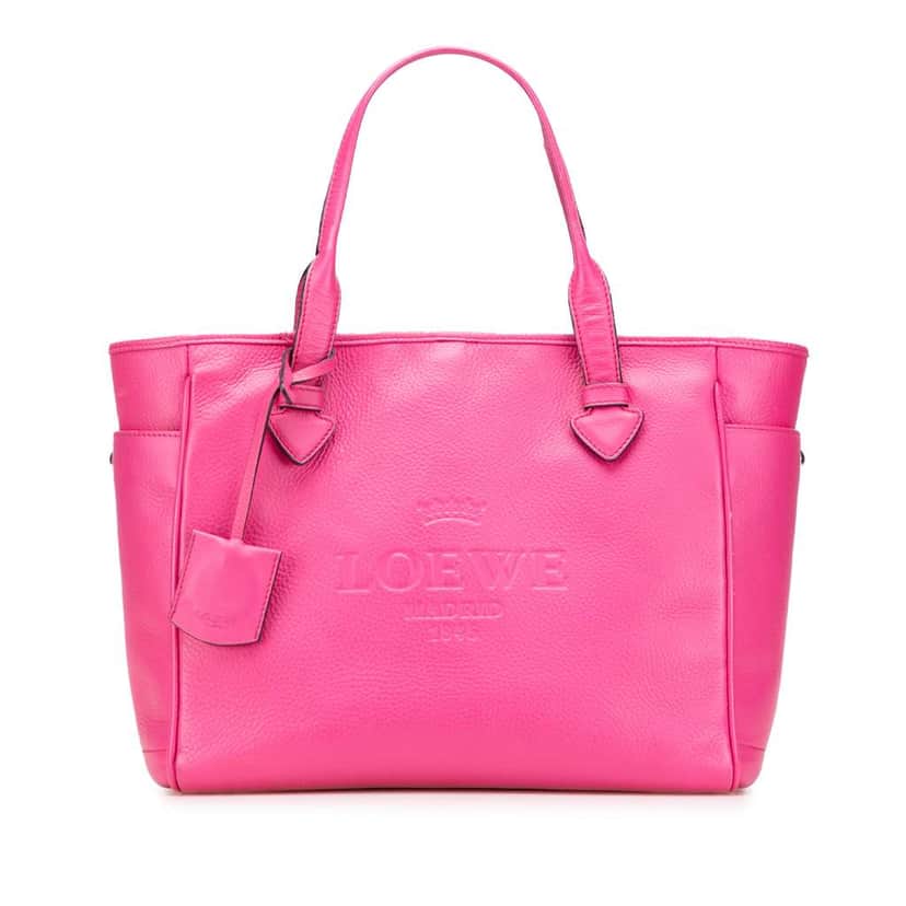 Loewe Leather Heritage Tote Pink Leather Good condition - Front View