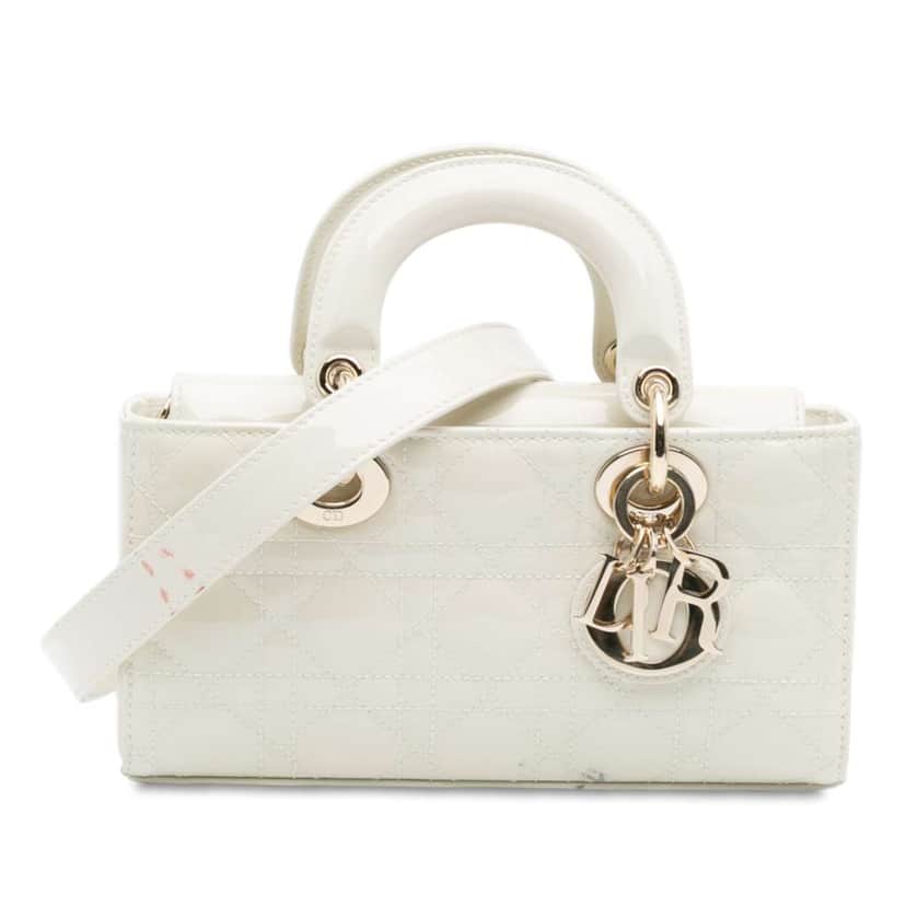Dior Small Patent Cannage Lady D Joy White Leather Very good condition - Front View