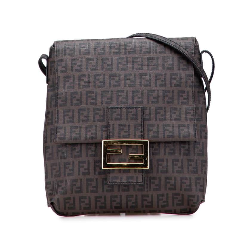 Fendi Zucchino Spalmati Crossbody Brown Canvas Very good condition - Front View