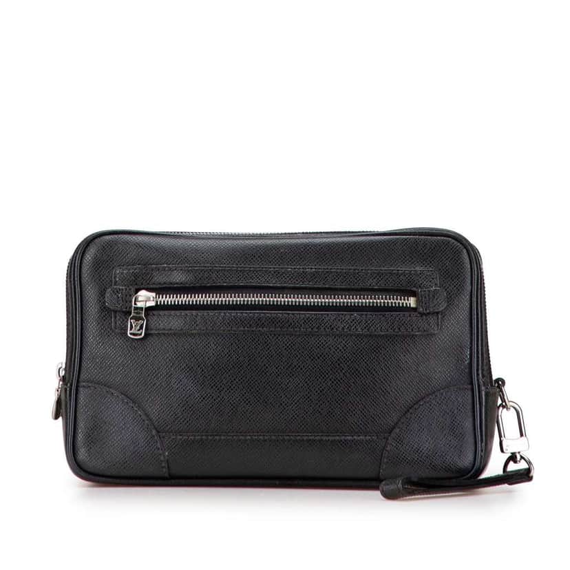 Louis Vuitton Taiga Neo Pavel Clutch Black Leather Good condition - Front View