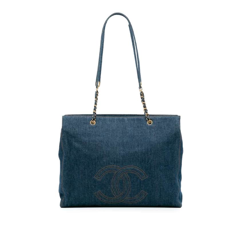 Chanel CC Denim Chain Tote Blue Denim Very good condition - Front View