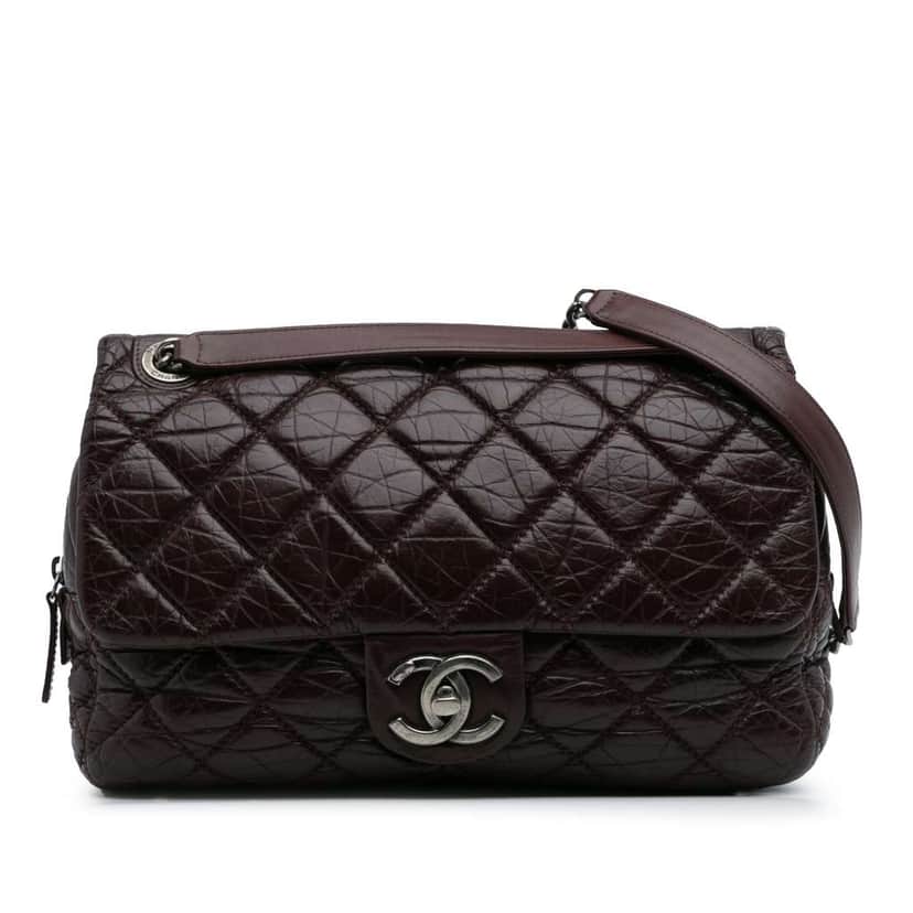 Chanel Jumbo Quilted Aged Calfskin New Portobello Flap Red Leather Good condition - Front View