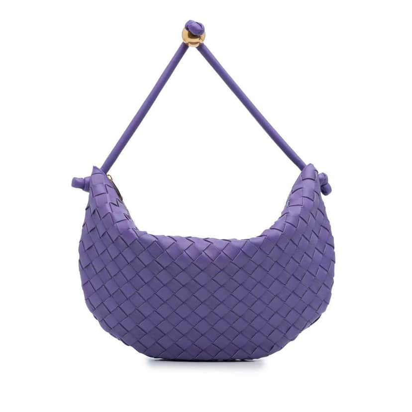 Bottega Veneta Small Nappa Intrecciato Turn Pouch Purple Leather Very good condition - Front View