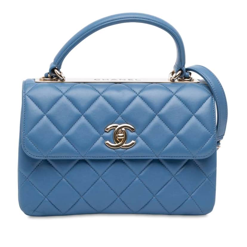 Chanel Small Quilted Lambskin Trendy CC Flap Blue Leather Good condition - Front View