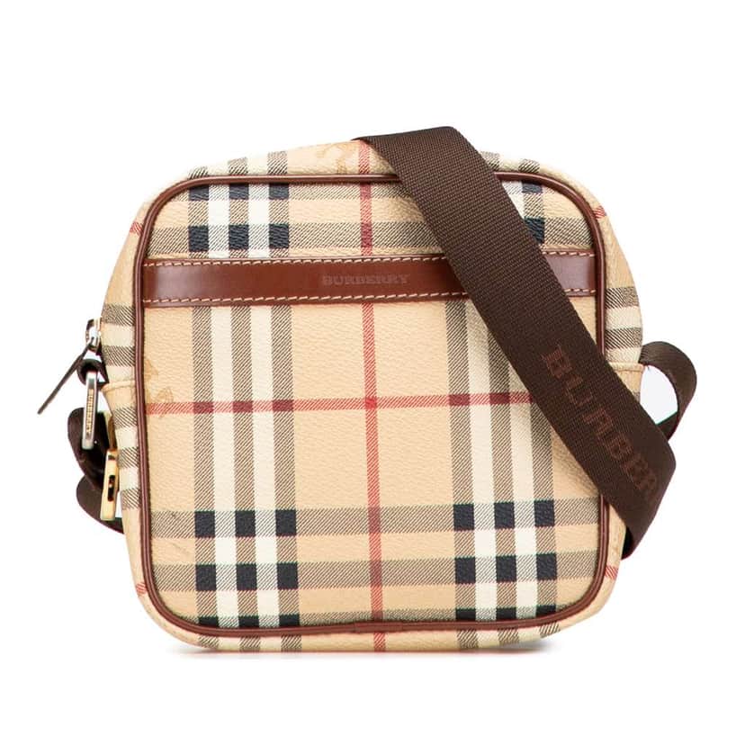 Burberry Haymarket Check Canvas Crossbody Brown Canvas Good condition - Front View