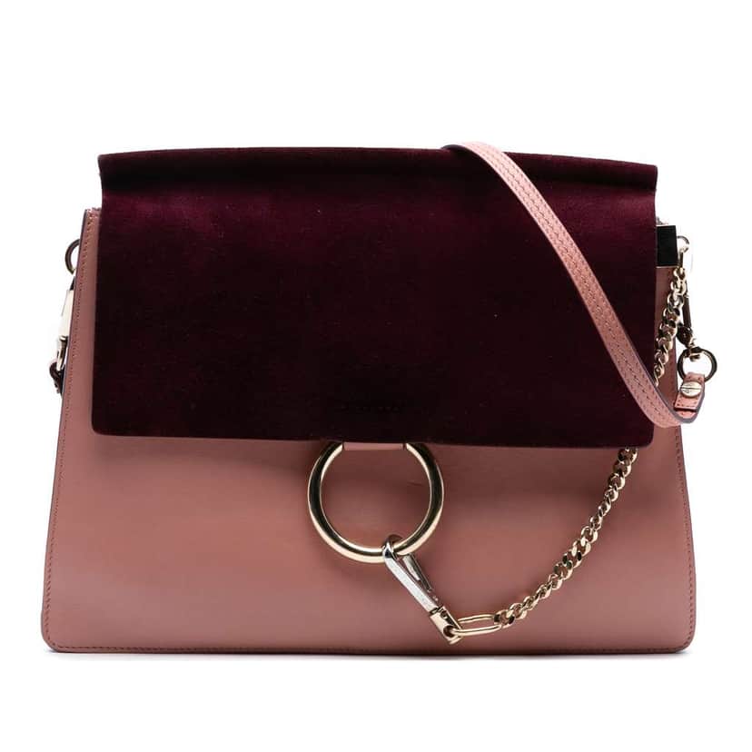 Chloé Medium Calfskin and Suede Faye Crossbody Pink Leather Good condition - Front View