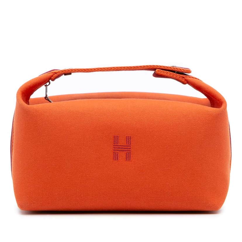 Hermès Large Canvas Bride A Brac Case Orange Canvas Good condition - Front View