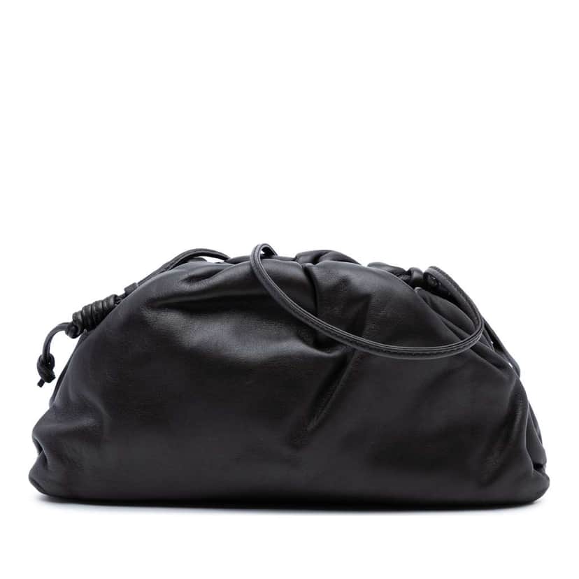 Bottega Veneta Lambskin The Mini Pouch Crossbody Black Leather Good condition - Front View