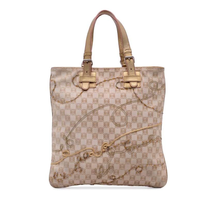 Loewe Anagram Canvas Embroidered Tote Brown Canvas Very good condition - Front View