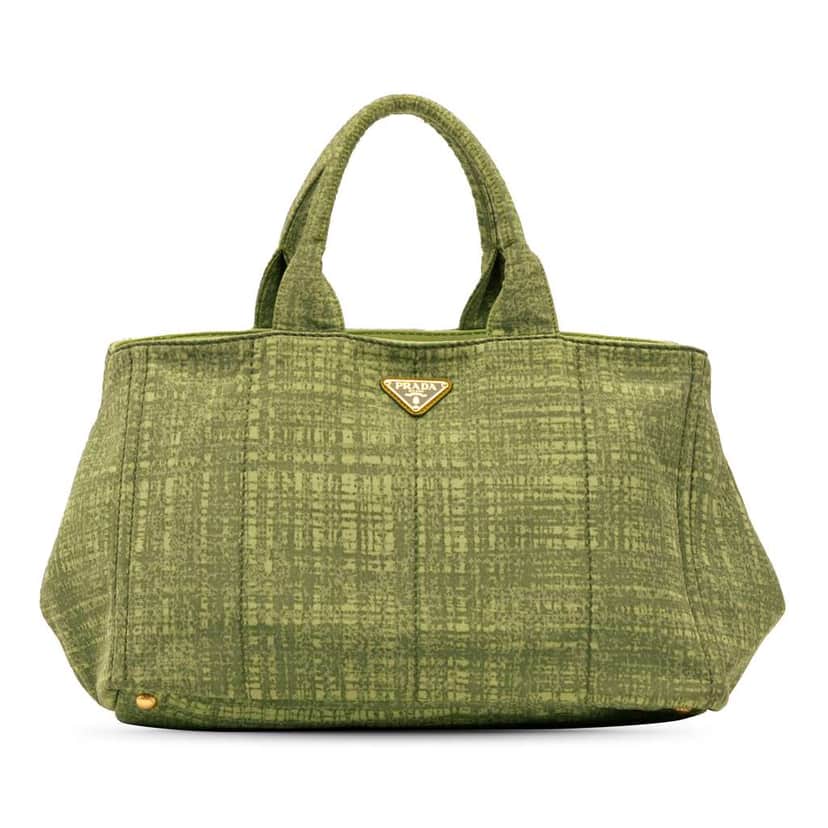 Prada Large Canvas Canapa Satchel Green Canvas Good condition - Front View