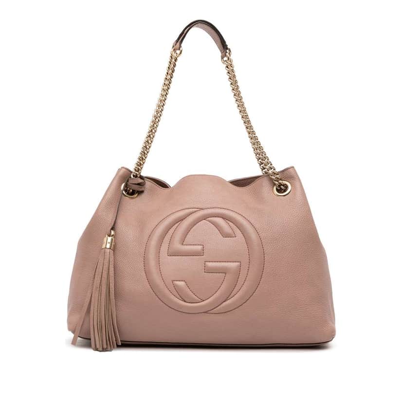 Gucci Medium Leather Soho Chain Tote Pink Leather Good condition - Front View