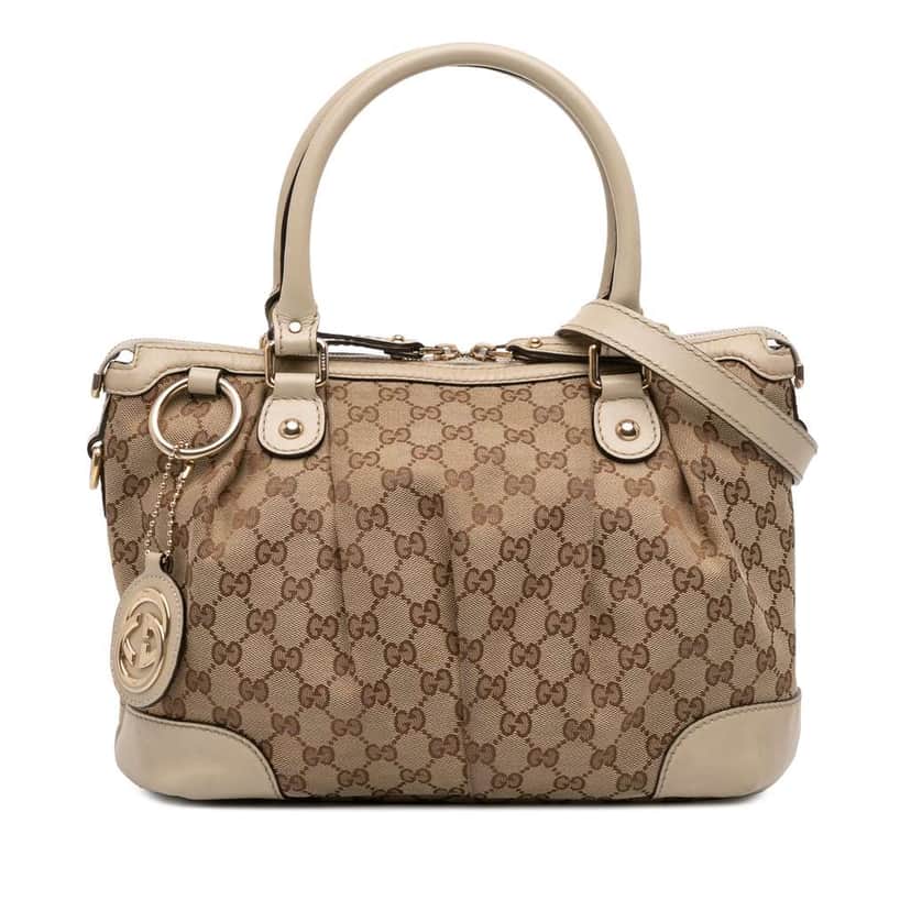 Gucci GG Canvas Sukey Satchel Brown Canvas Good condition - Front View