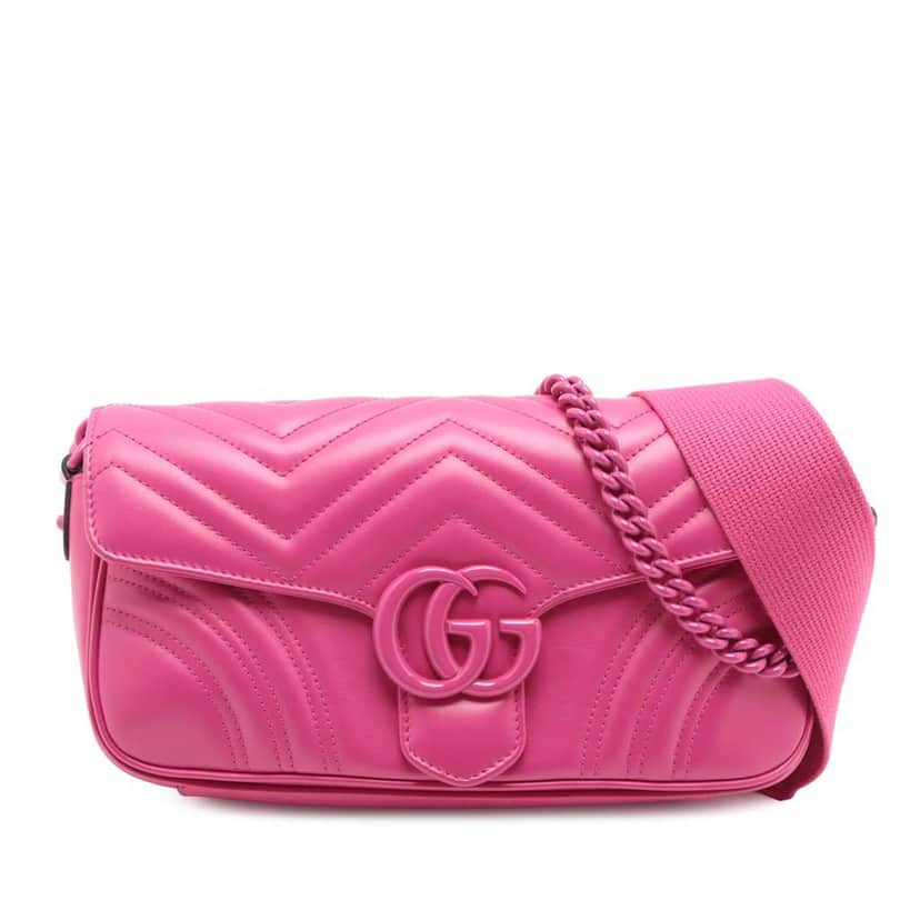Gucci Small Calfskin GG Marmont 2.0 Satchel Pink Leather Good condition - Front View